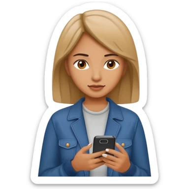 woman casual clothes looking at a mobile phone sticker