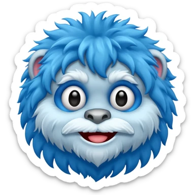 blue fuzzy furry yeti sticker