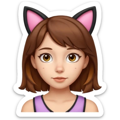 Girl with cat ears. Brown hair sticker