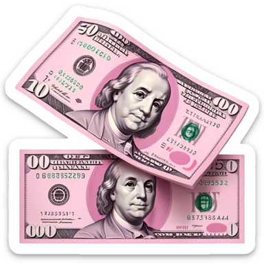 Pink money bill sticker
