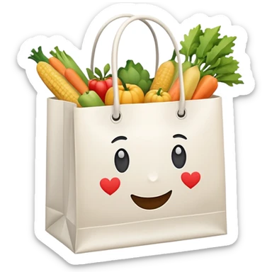 white shopping bag without face, and there are something full inside it sticker