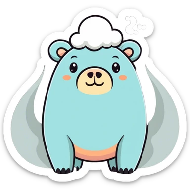 Hybrid bear pig blowing large billows of smoke from his mouth sticker