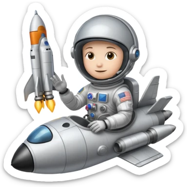 astronaut siting on top of rocket taking off sticker