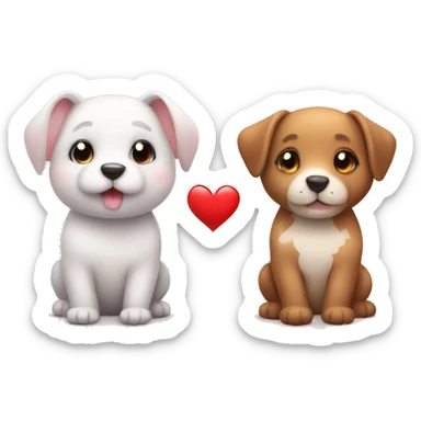 Two different cute animal couple love with heart sticker
