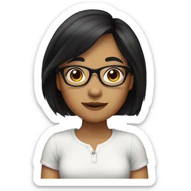 A girl with glasses and black hair  sticker