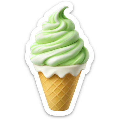 Vanilla matcha ice cream soft serve swirl in cup sticker