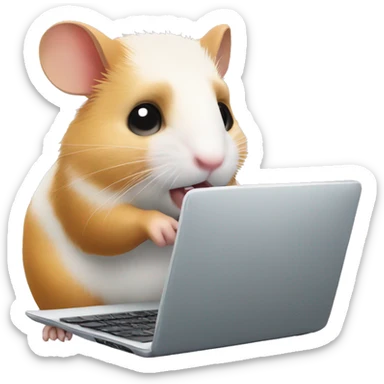 hamster working on laptop sticker