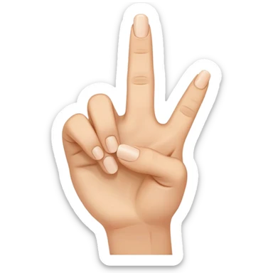 The index finger should point up, the middle finger as well, and the little finger too. The ring finger should be down, and the thumb should rest on the ring finger. sticker