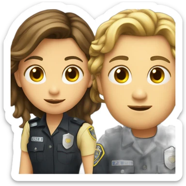 police and girl sticker