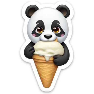 Panda eating ice cream sticker
