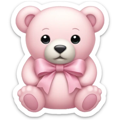  pale pink stuffed bear with bow sticker