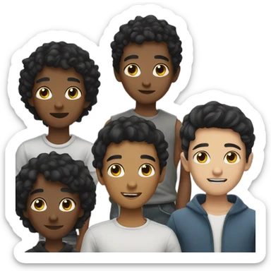 group of boys with black hair sticker