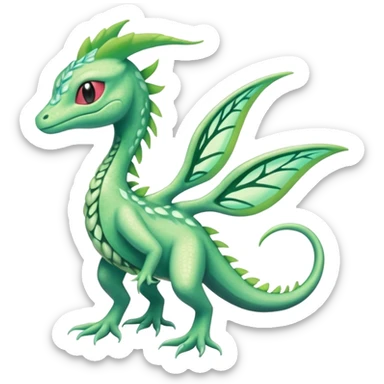 Sparkly White And Green Natural Flowery Colorful Grovyle-Salandit-Celebi-Fakémon-hybrid-creature (full body)  sticker