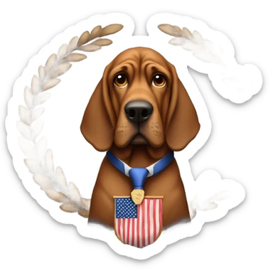 1 brown bloodhound dog as the president of the United 🇺🇸  sticker