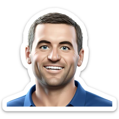 smiling boy in blue shirt sticker