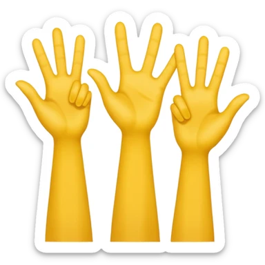 3 yellow hands in the middle about to say hurrah sticker