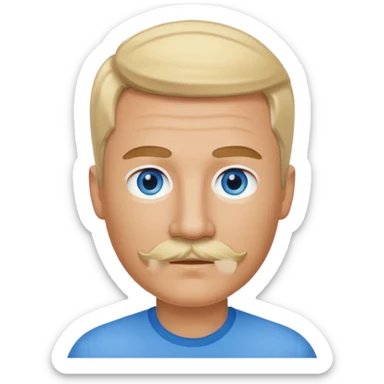 normal emoji 👨🏼 guy with blond hair, mustache, and blue eyes sticker