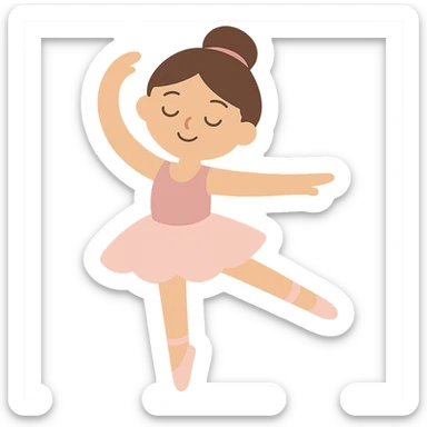 flat toon style ballerina girl, simple shapes, pastel colors sticker