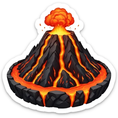 Volcano Planet, lava rivers and erupting peaks.
 sticker