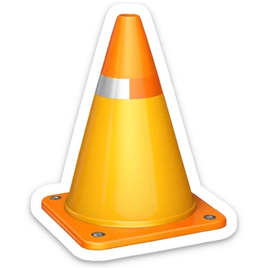 Warning Cone yellow  sticker