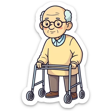 Elderly man using a walker  sticker