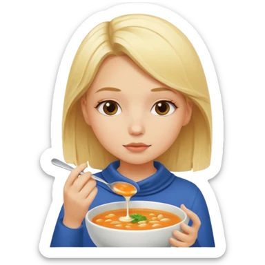 Blonde girl eating soup sticker