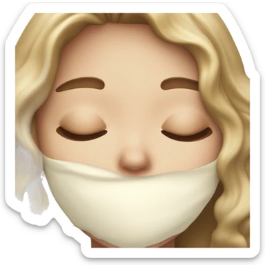 pretty light skinned brunette girl sleeping with cream under her closed eyes soft textures no background sticker