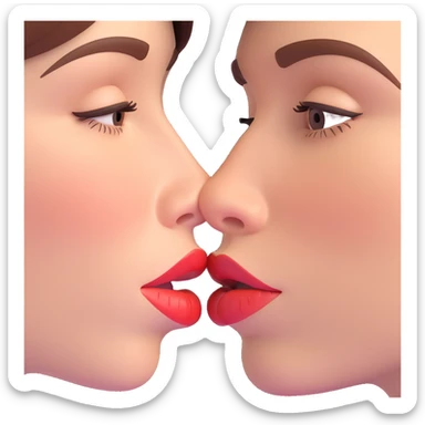 two people sharing a passionate kiss, close-up, expressive, romantic sticker