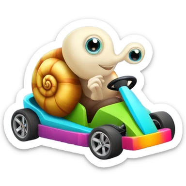 Snail driving a gokart sticker