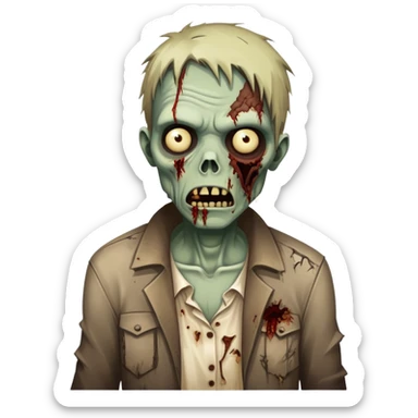 zombie character with decaying features and torn clothing sticker