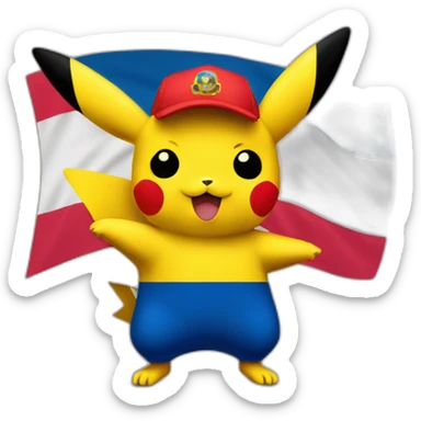 Un picachu con bandera de colombia sticker