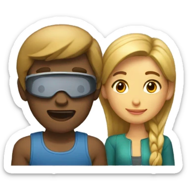 Un chico con una chica viendo una película sticker