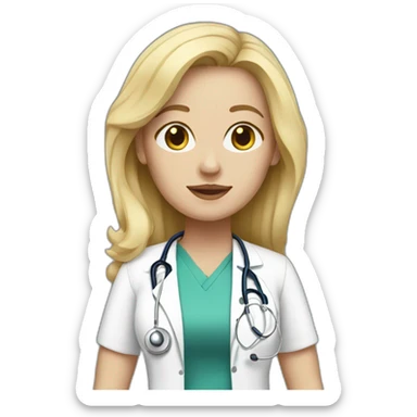 Woman doctor white skin blonde hair sticker