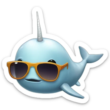 cool narwhal in cool sunglasses sticker