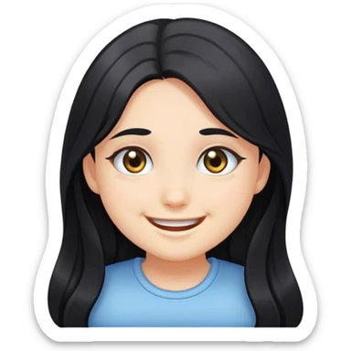 smiling girl with black hair sticker