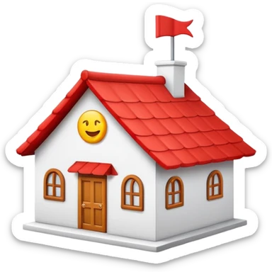 a shop emoji with an alternating red and white roof sticker