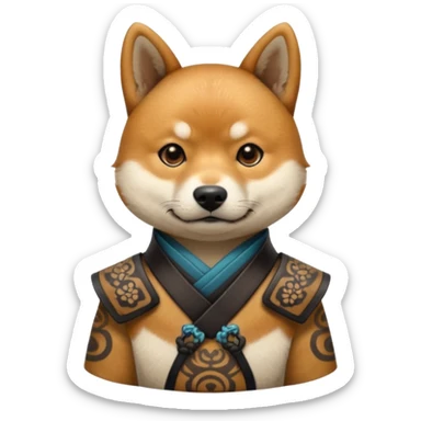 dog japan ancient samurai with tatooed sticker