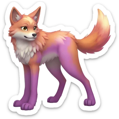 Colorful Shiny Fionbri-Falvie-sparkle-wolf-sona with markings full body sticker