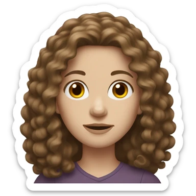 Woman with pale skin and long curly brown hair  sticker