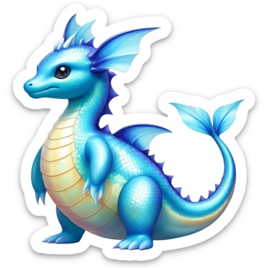 Shiny Exotic Colorful epic Lapras-Salamence-Vaporeon-Fakémon-hybrid-creature (full body)  sticker