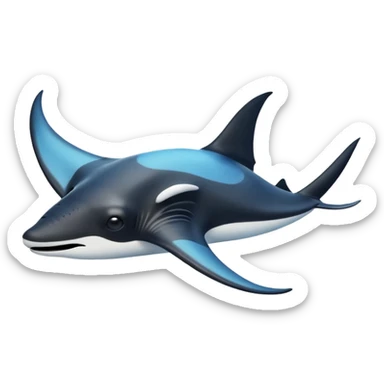 manta ray swimming apple emoji style sticker