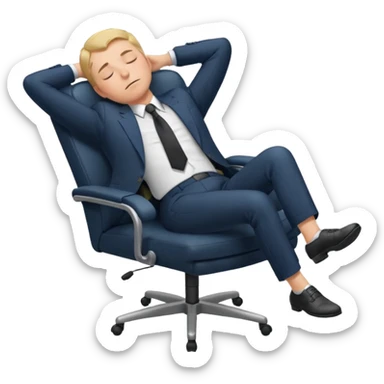 Boss sleeping in a chair with her legs up on the desk sticker