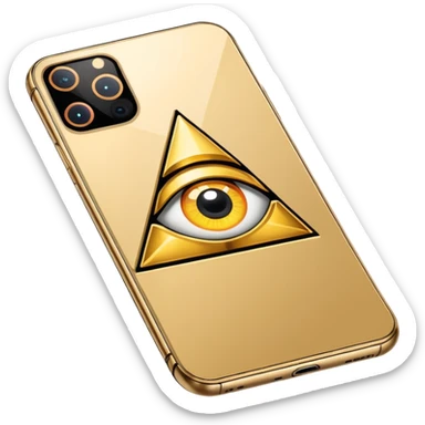 Gold iPhone 16 Pro Max, replace apple logo with all-seeing-eye logo backview sticker