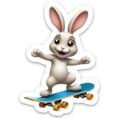 French loop rabbit riding a skateboard  sticker