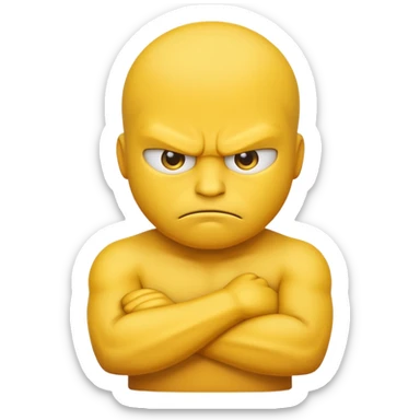 the yellow angry face emoji with arms crossed over each other in front sticker