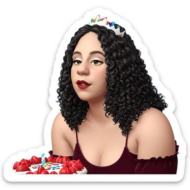 girl with cake and candles sticker