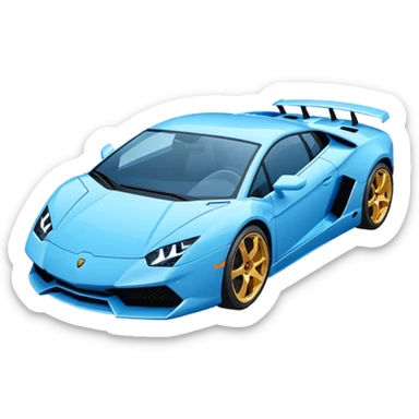 Make a sports car emoji lambo blue a light blue combo for the color sticker