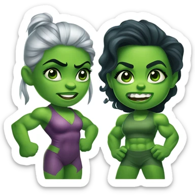 Mini cute Hulk with she hulk sticker