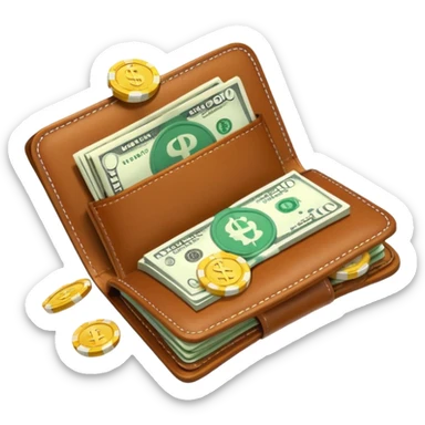 Aviator money emoji, wallet full of cash, casino vibe, premium 3D emoji style, clean, no background
 sticker