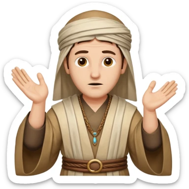 fullbody Pharisee, gesturing with both hands, ancient clothing, expressive face sticker